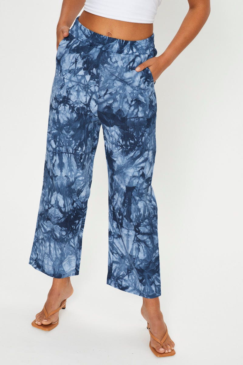 TRIAL BOTTOM Multi Tie Dye Wide Leg Jean for Women by Ally