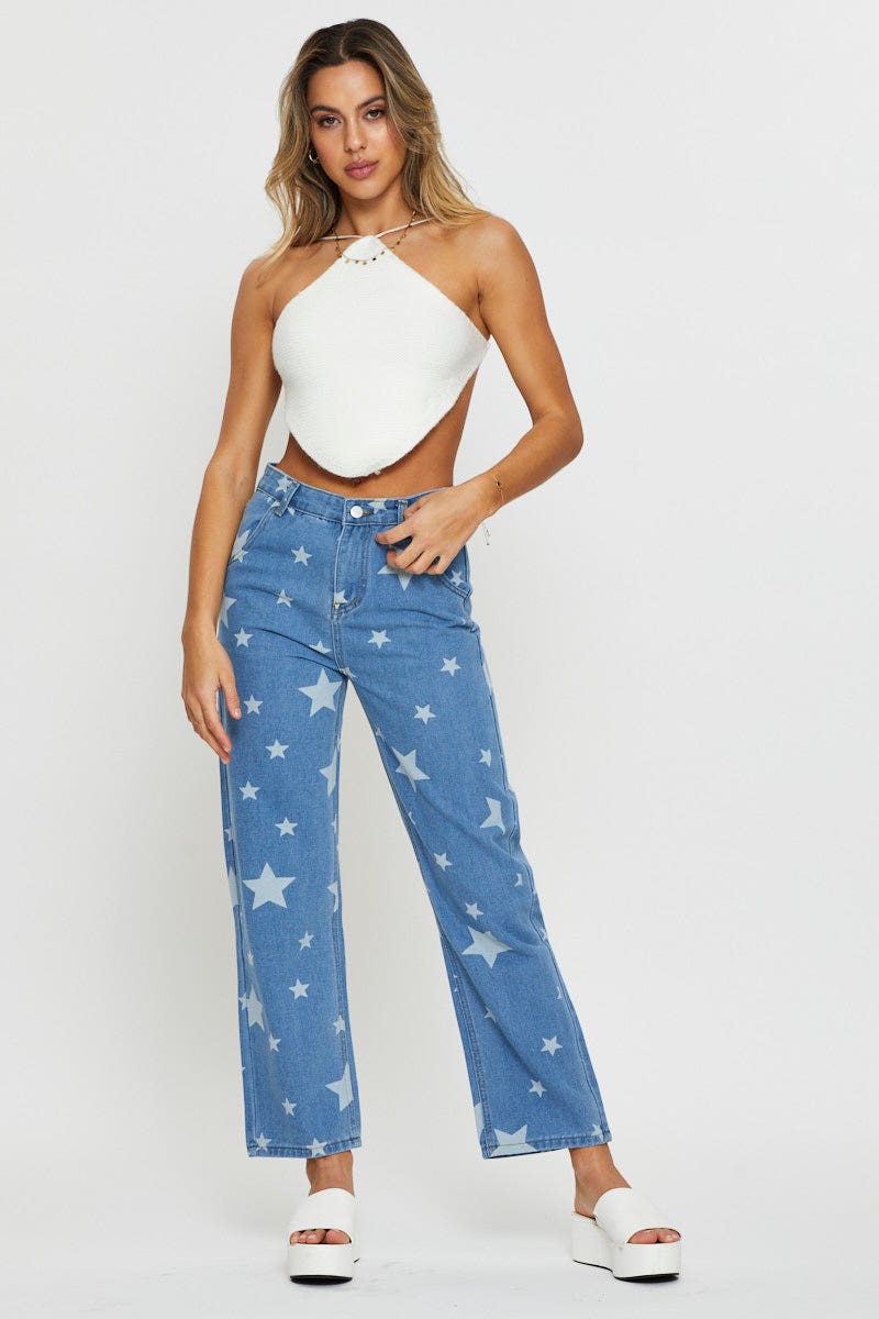 Women’s Blue Star Denim Jeans | Ally Fashion