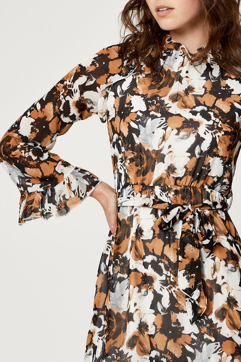 TRIAL F DRESS Print Ruffle Dress for Women by Ally