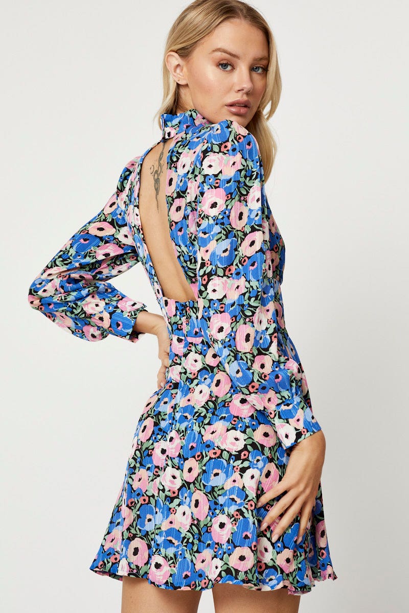 TRIAL FB DRESS Print High Neck Dress for Women by Ally