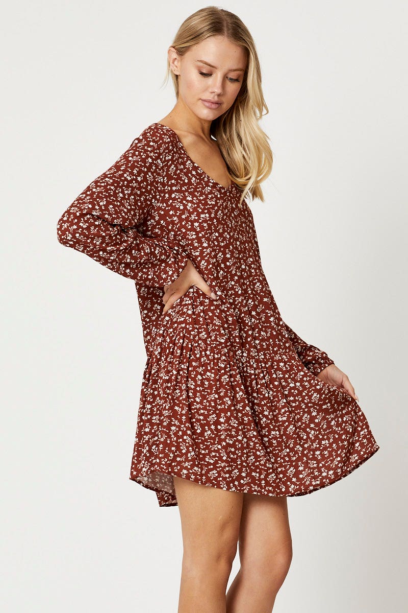 TRIAL FB DRESS Print Ruffle Dress for Women by Ally