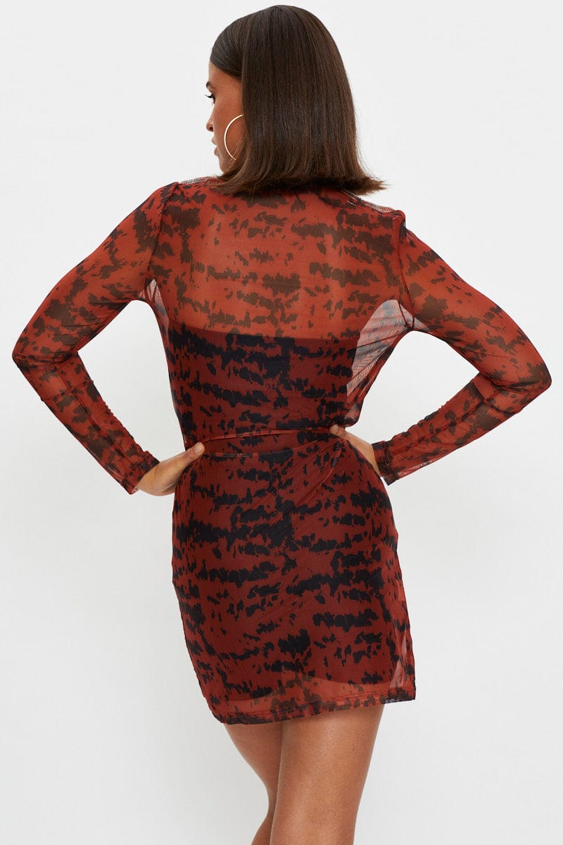 TRIAL FB DRESS Print Tie Dye Overlocked Bodycon Dress for Women by Ally