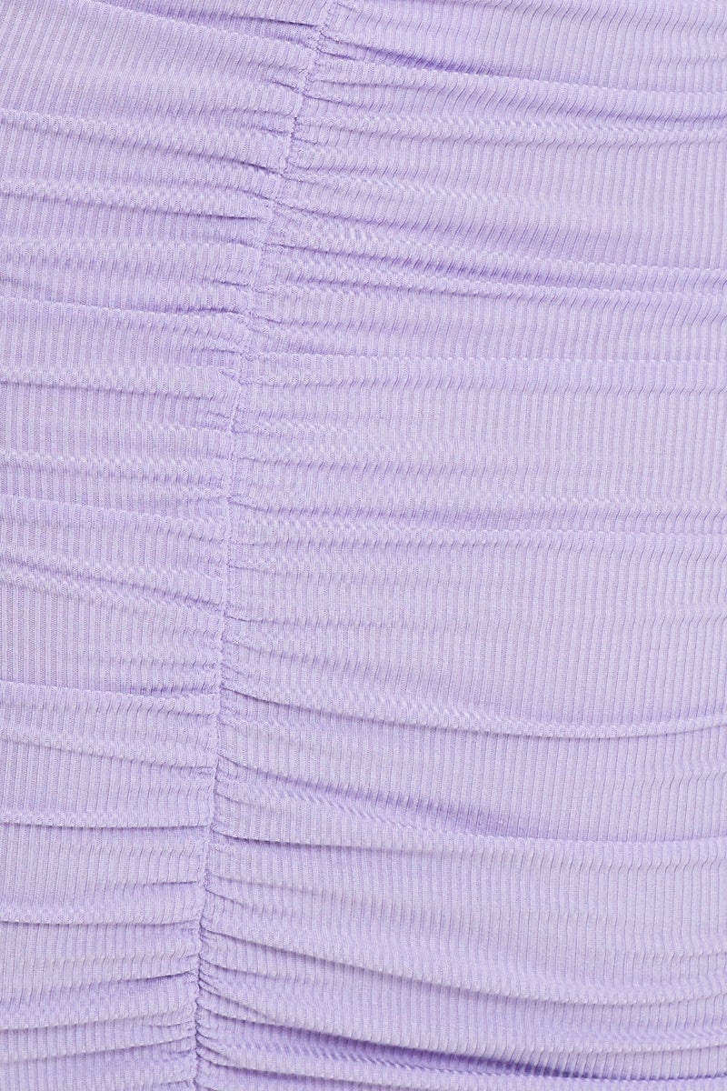 TRIAL FB DRESS Purple Ruched Bodycon Mini Dress for Women by Ally