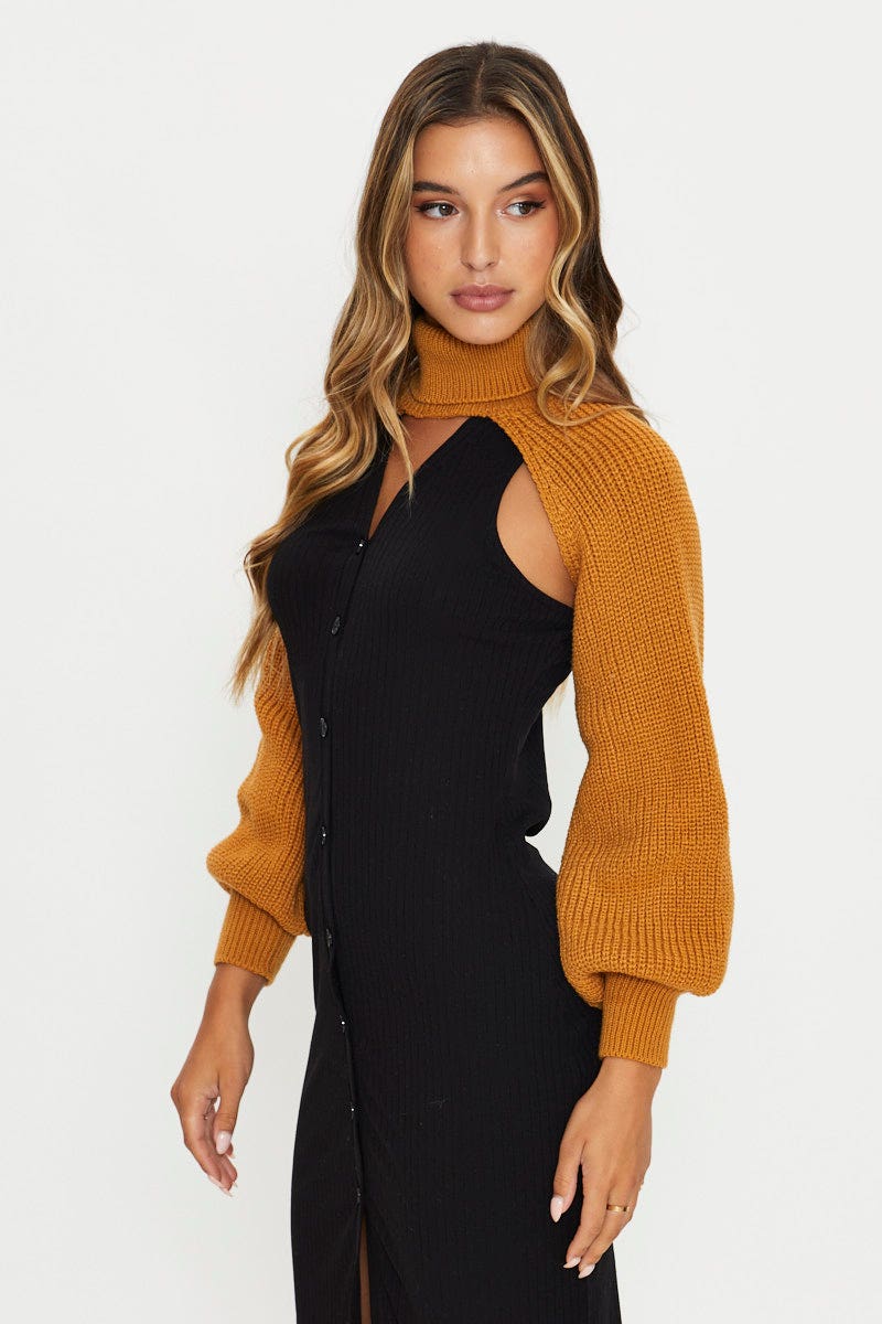 TRIAL JERSEY Brown Jumper Roll Neck for Women by Ally