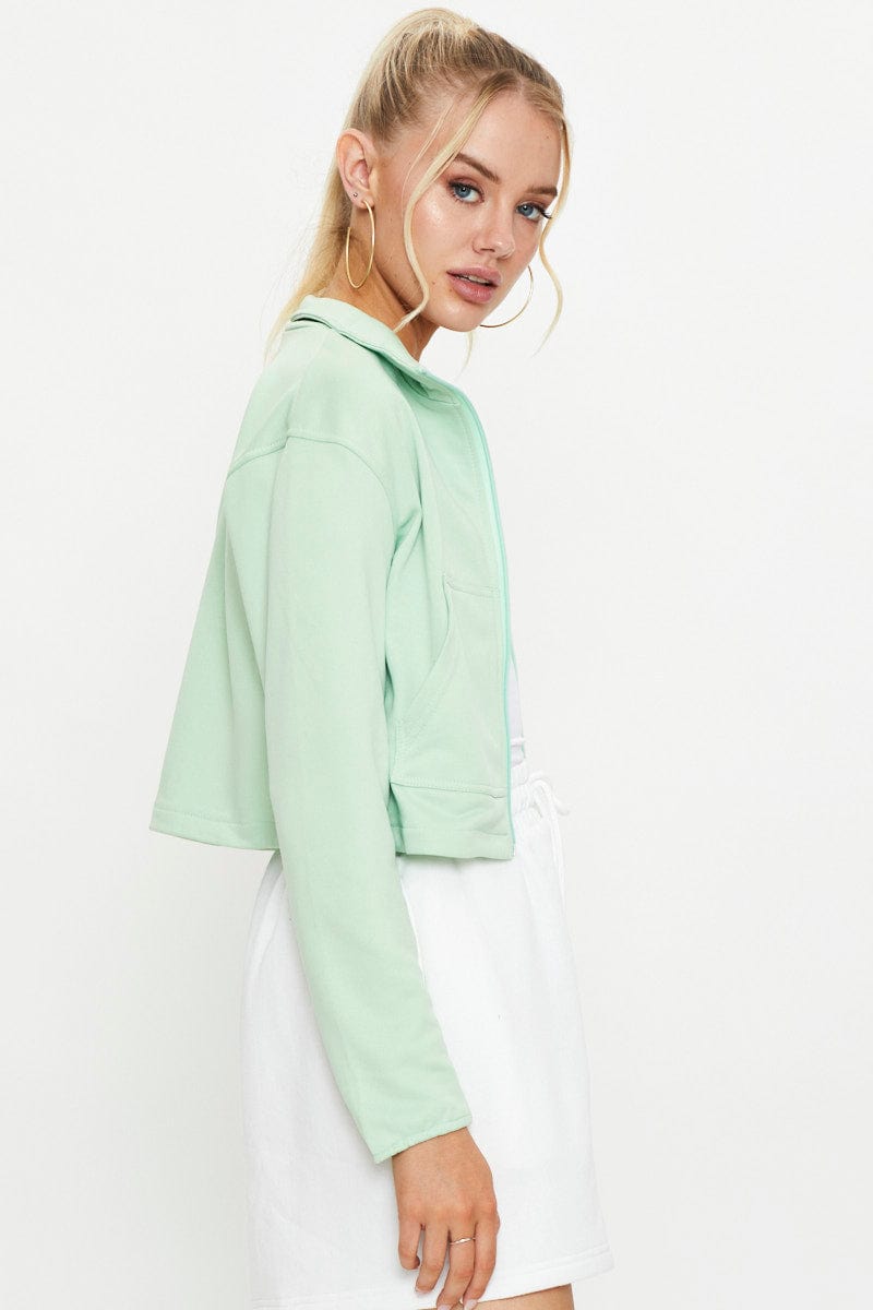 Women's Green Zip Front Track Jacket | Ally Fashion