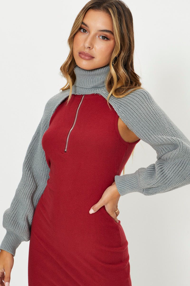 TRIAL JERSEY Grey Jumper Roll Neck for Women by Ally