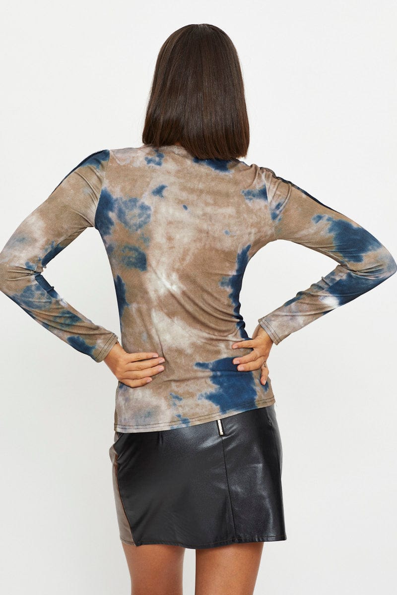 TRIAL JERSEY Multi Tie Dye Top for Women by Ally