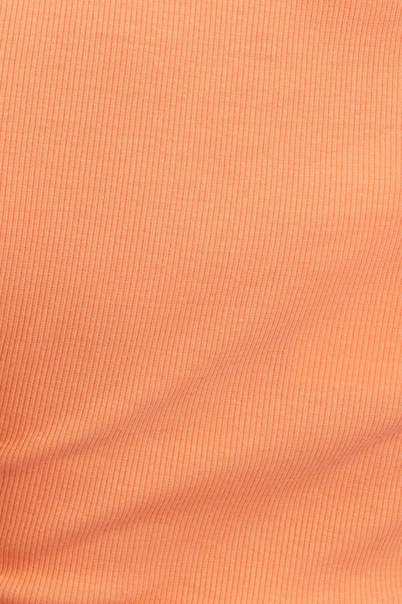 TRIAL JERSEY Orange Tie Front Short Sleeve Crop Top for Women by Ally