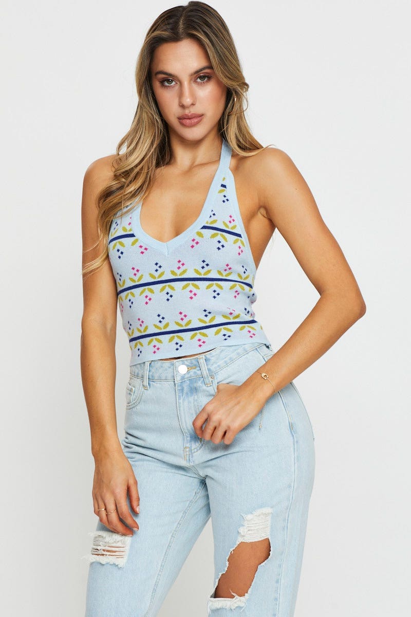 TRIAL JERSEY Print Halter Top for Women by Ally