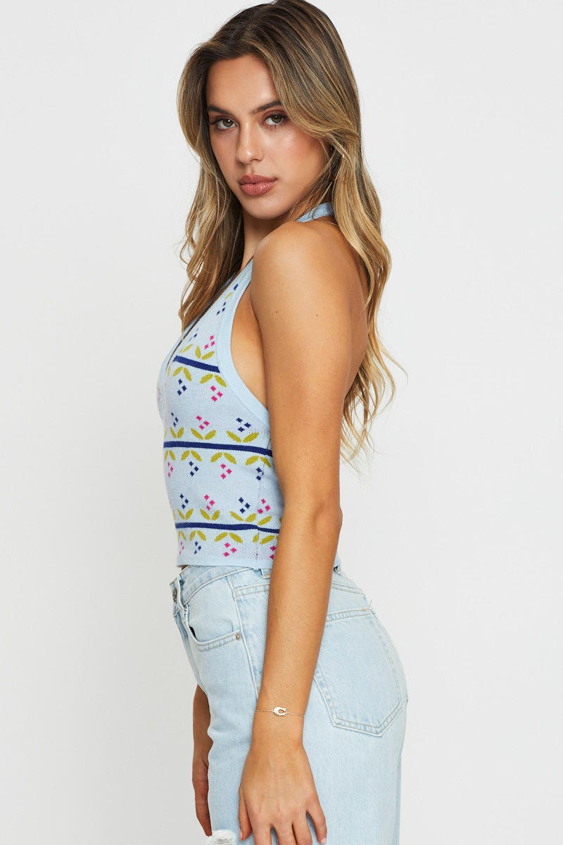 TRIAL JERSEY Print Halter Top for Women by Ally