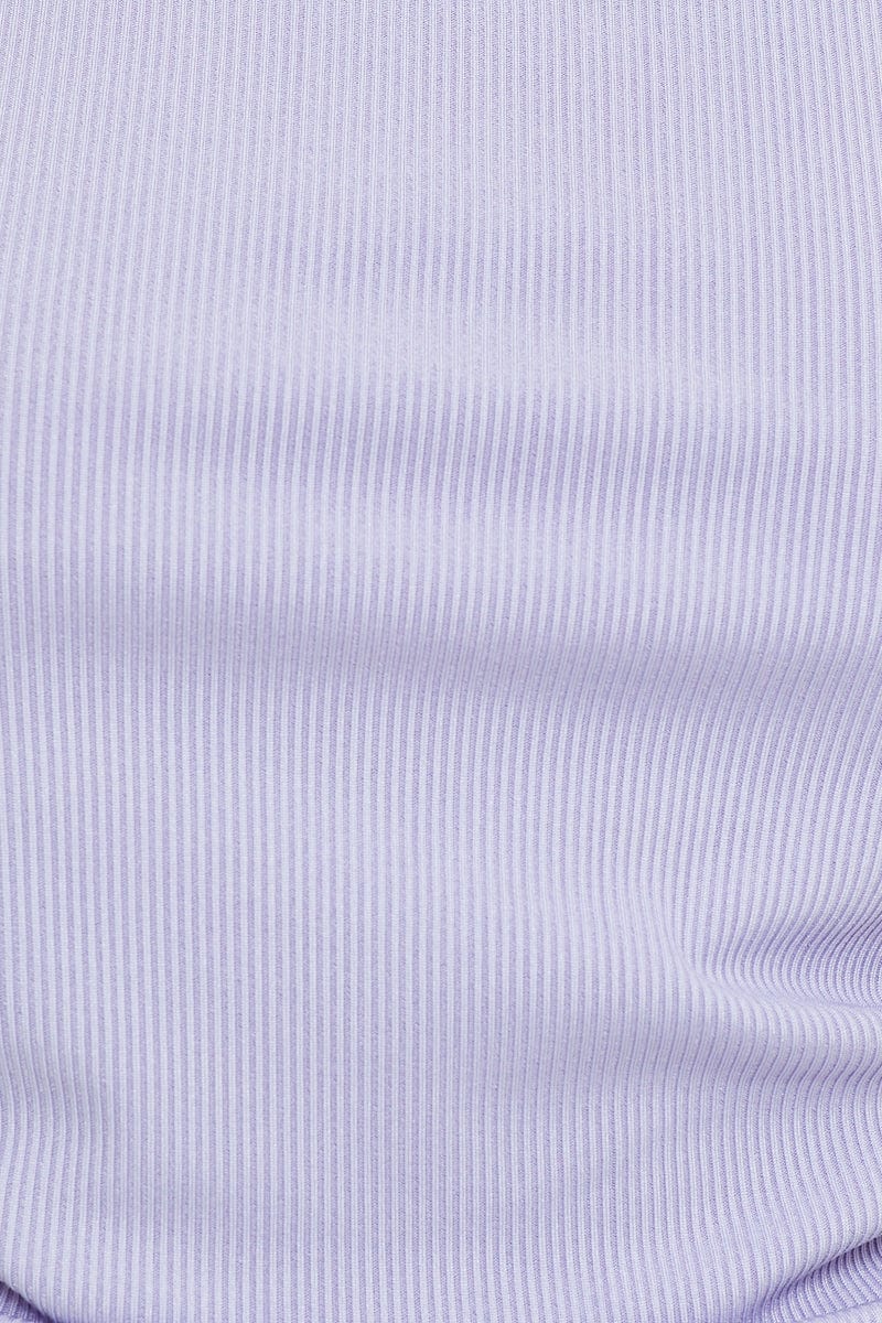 TRIAL JERSEY Purple Ruched Drawstring Scoop Neck Top for Women by Ally