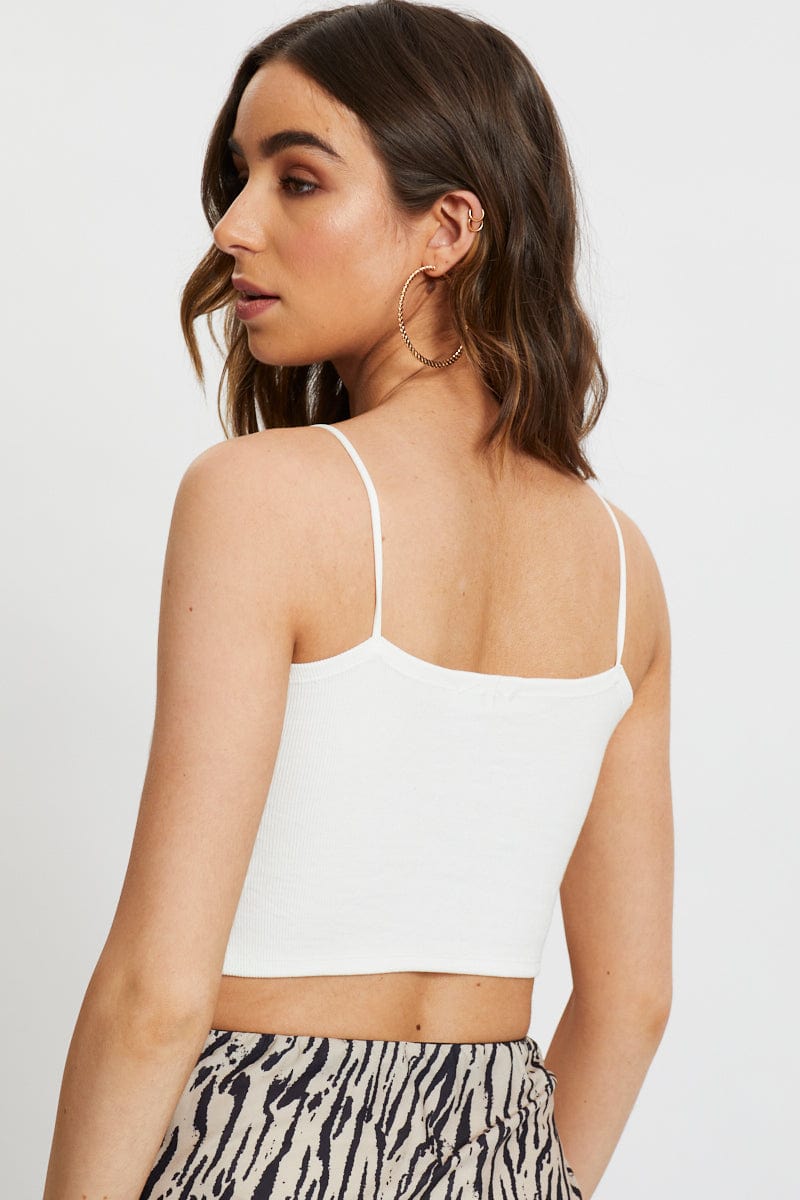 TRIAL JERSEY White Corset Detail Cami for Women by Ally