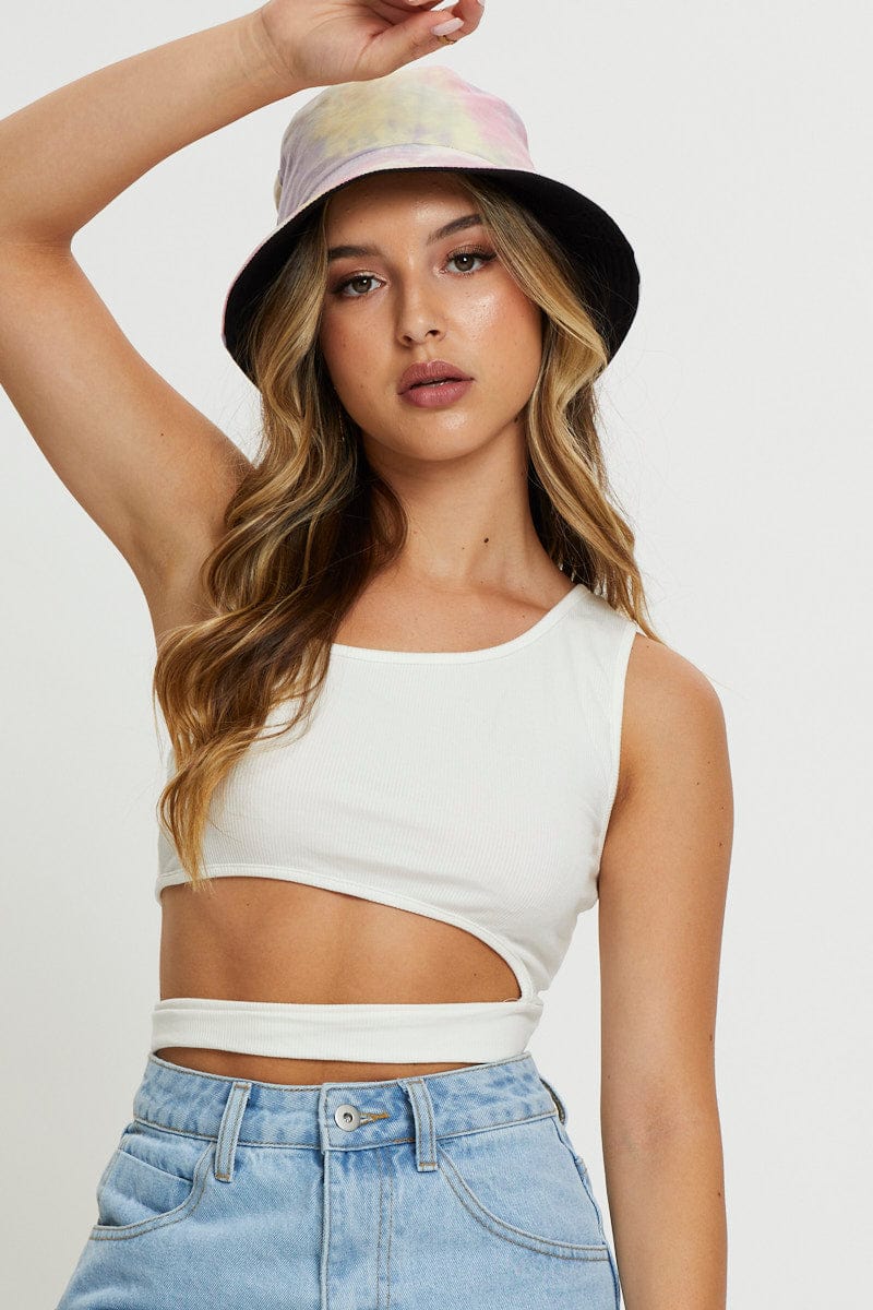 TRIAL JERSEY White One Shoulder Cut Out Crop Top for Women by Ally