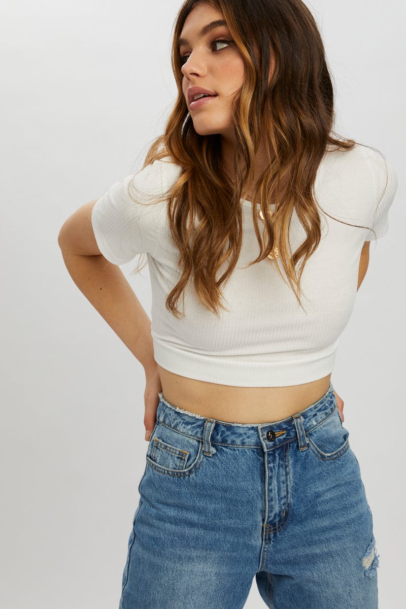 Women’s White Tie Back Cut Out Top | Ally Fashion