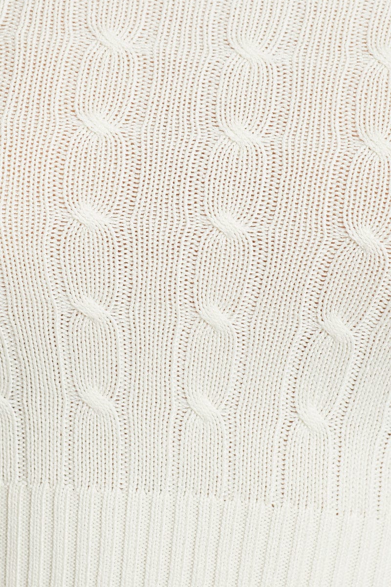 TRIAL KNITWEAR White Cable Knit Cami for Women by Ally
