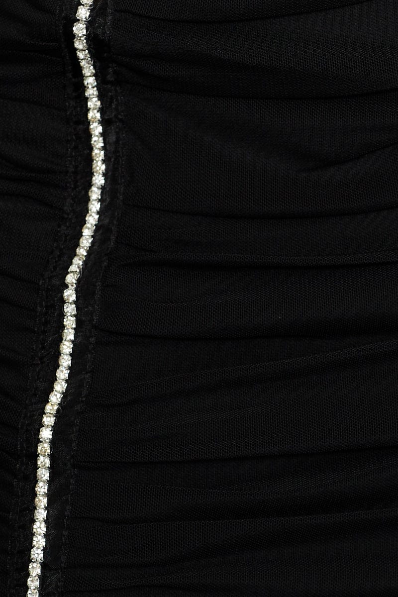 TRIAL SKIRT Black Diamante Detail Bodycon Skirt for Women by Ally