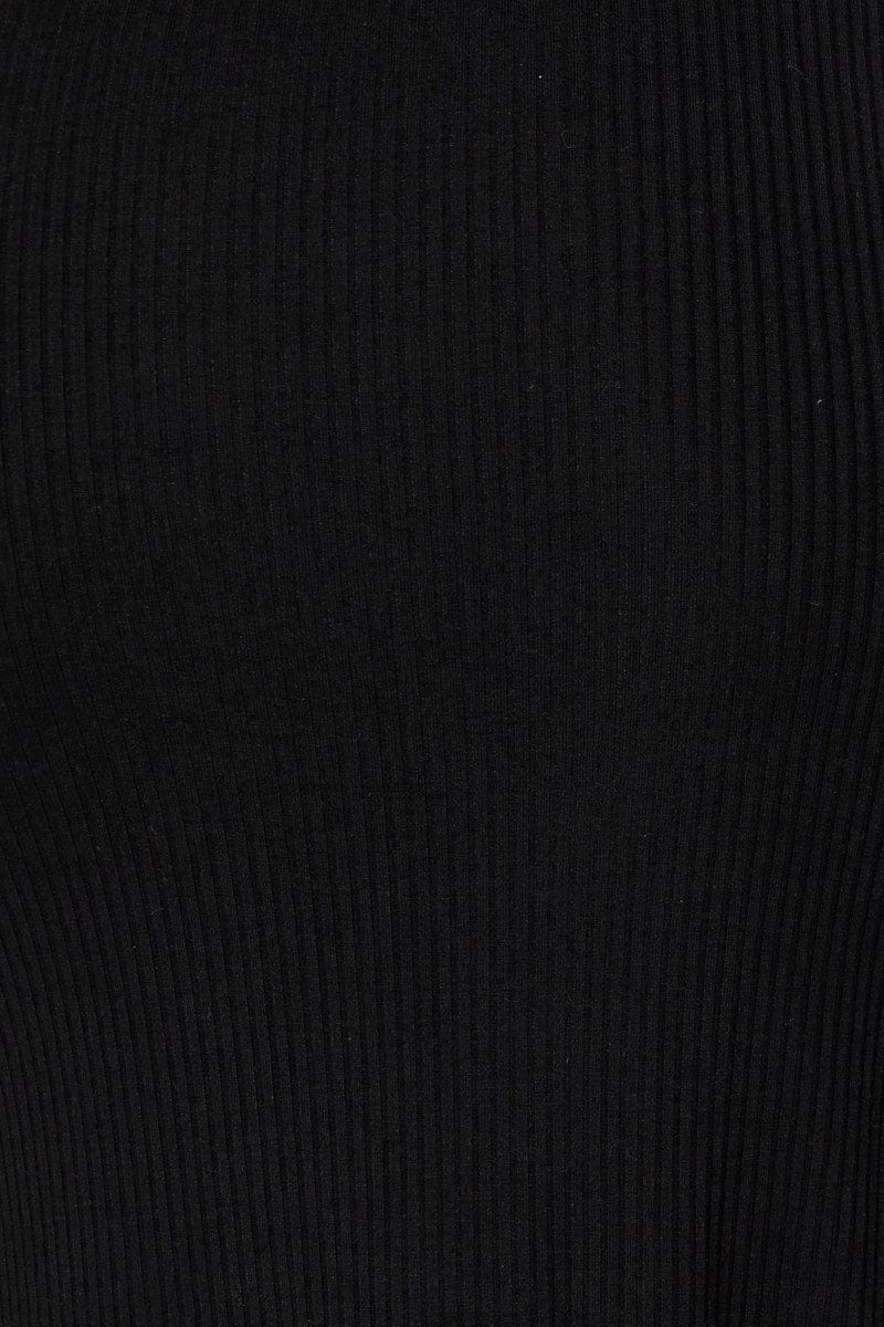 TRIAL SKIRT Black Ribbed Midi Skirt for Women by Ally
