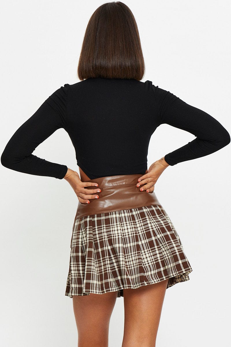 TRIAL SKIRT Check Faux Leather Check Skirt for Women by Ally