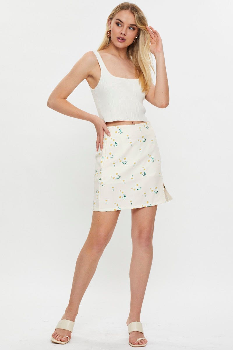 TRIAL SKIRT Print Front Split Mini Skirt for Women by Ally