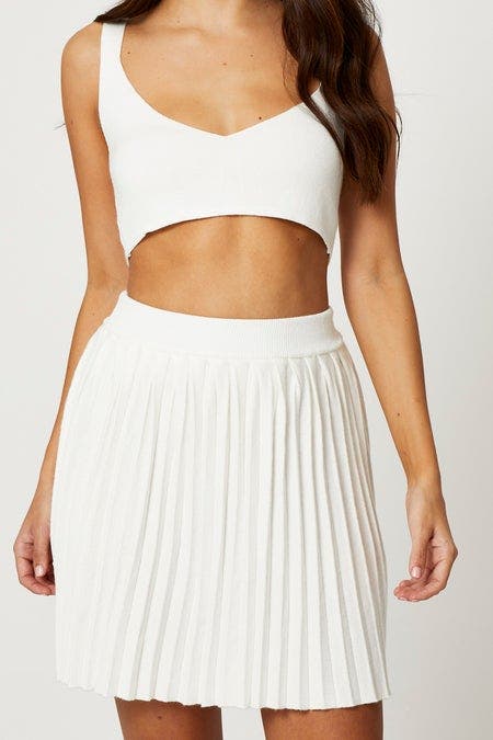 TRIAL SKIRT White Knit Skirt Bralette Set for Women by Ally