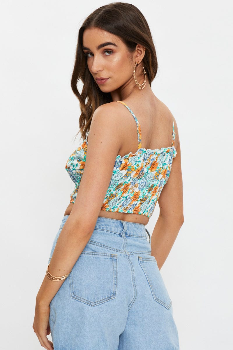 TRIAL WOVEN Boho Print Boho Crop Top for Women by Ally