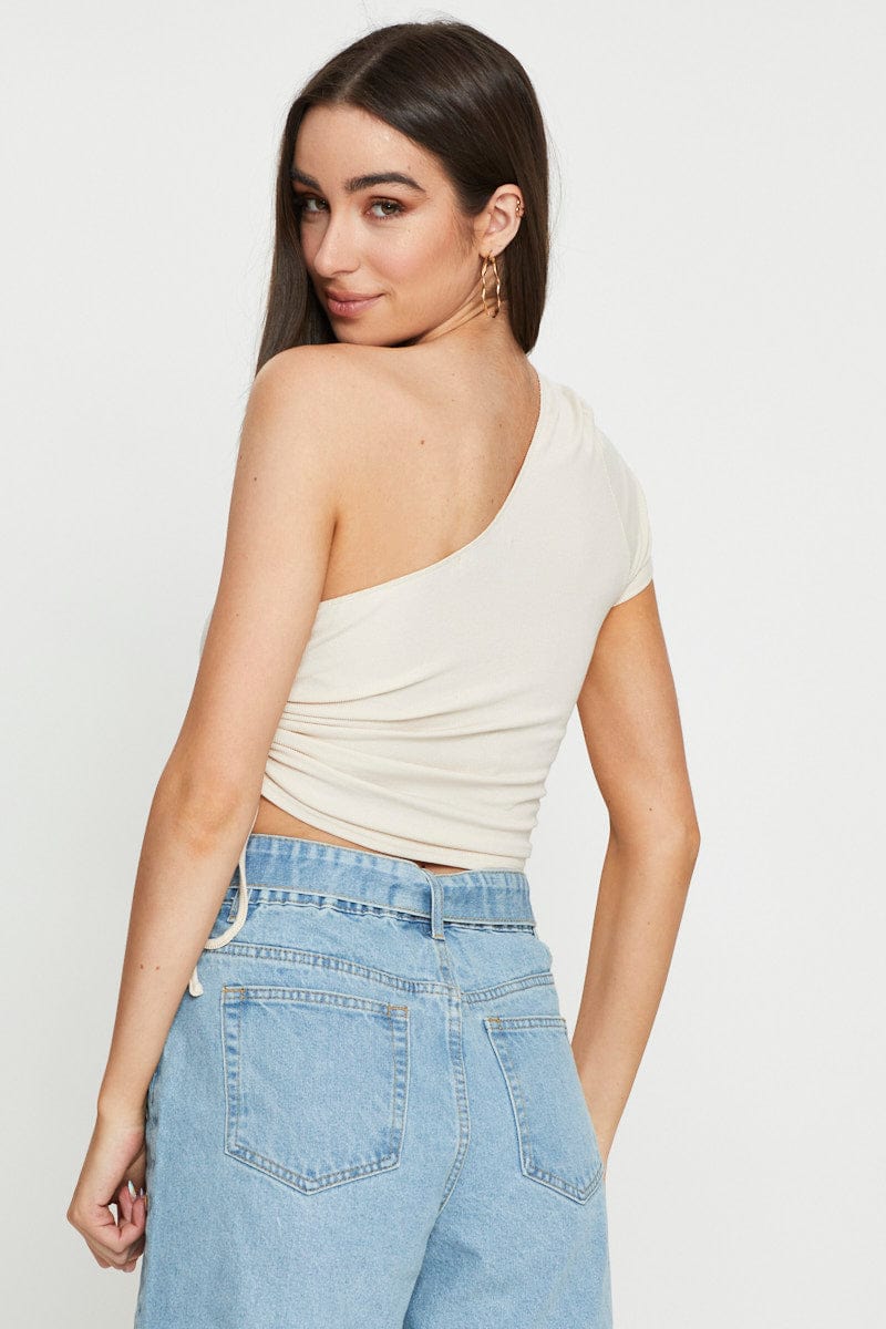 TSHIRT CROP Nude Crop Top One Shoulder for Women by Ally