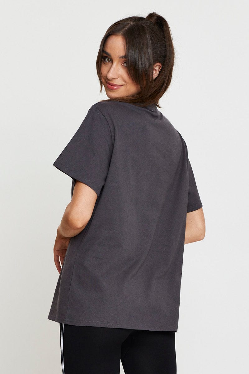 TSHIRT REGULAR Black Graphic T Shirt Short Sleeve for Women by Ally