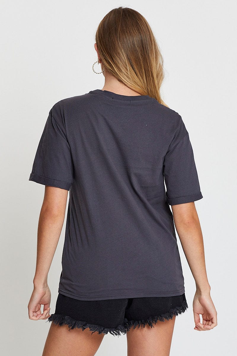 TSHIRT REGULAR Grey T Shirt for Women by Ally