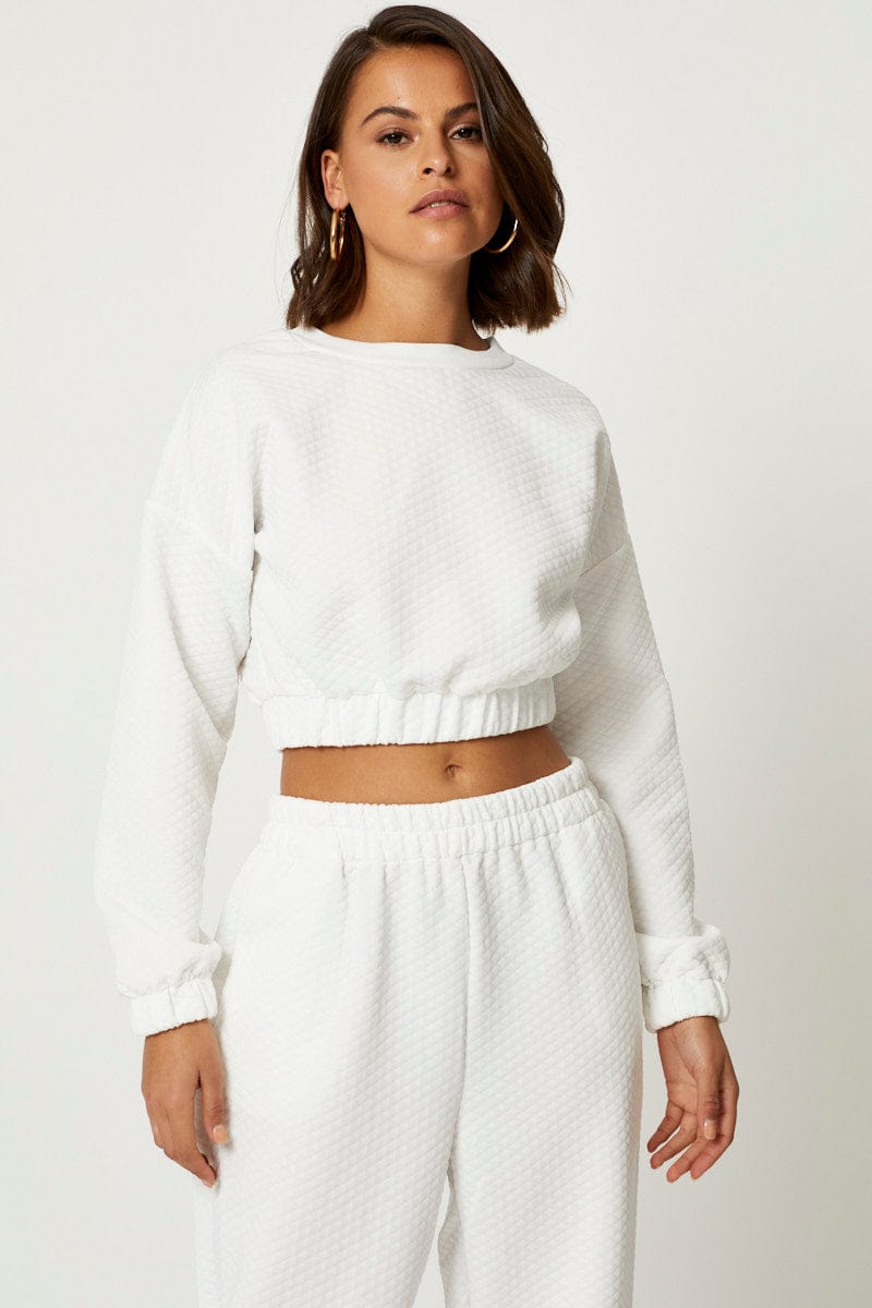 TSHIRT REGULAR White Long Sleeve Sweater for Women by Ally
