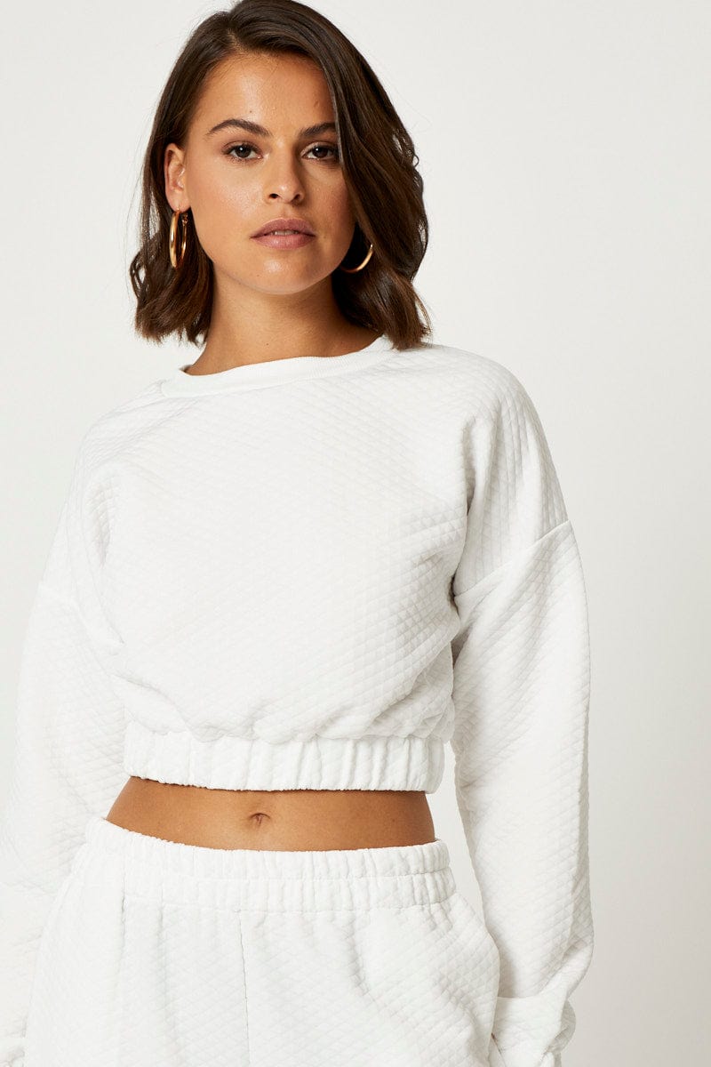 TSHIRT REGULAR White Long Sleeve Sweater for Women by Ally