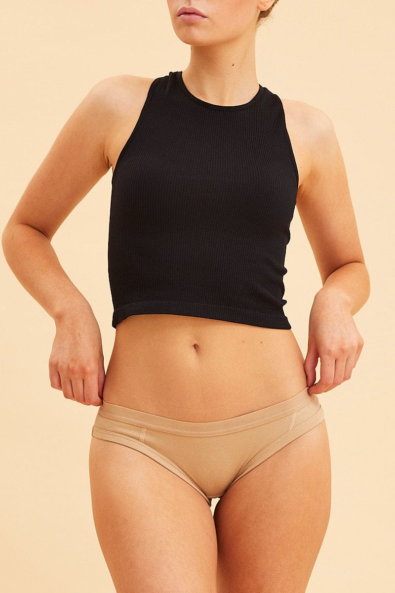 UNDERWEAR Nude High Waisted Bikini Brief Cotton Stretch for Women by Ally