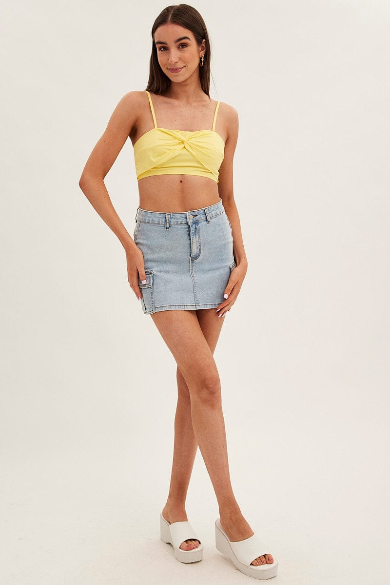 Yellow Crop Top Adjustable Straps Cotton for Ally Fashion