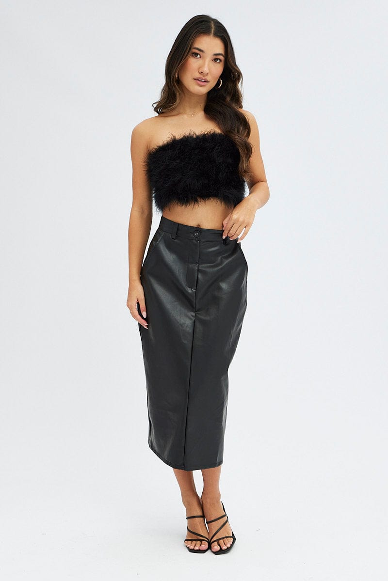 Black Feather Bandeau Top for Ally Fashion