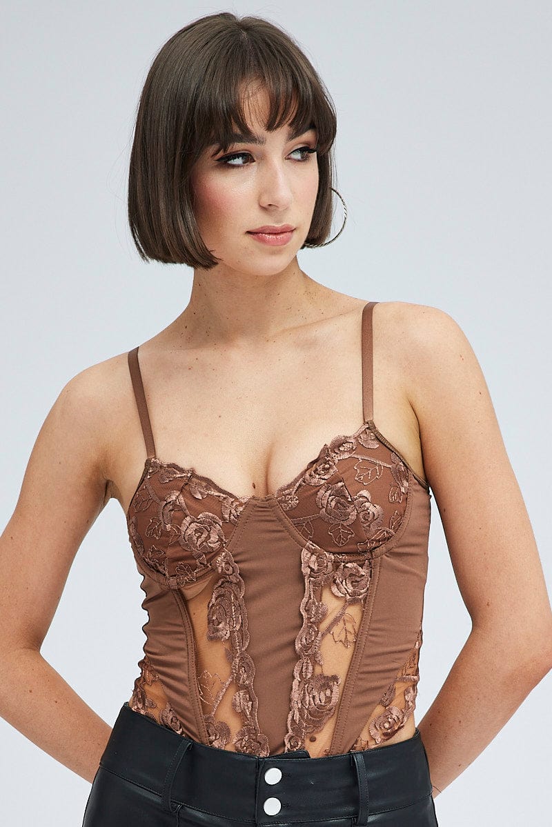 Out From Under Lucy Lace Trim Corset Top