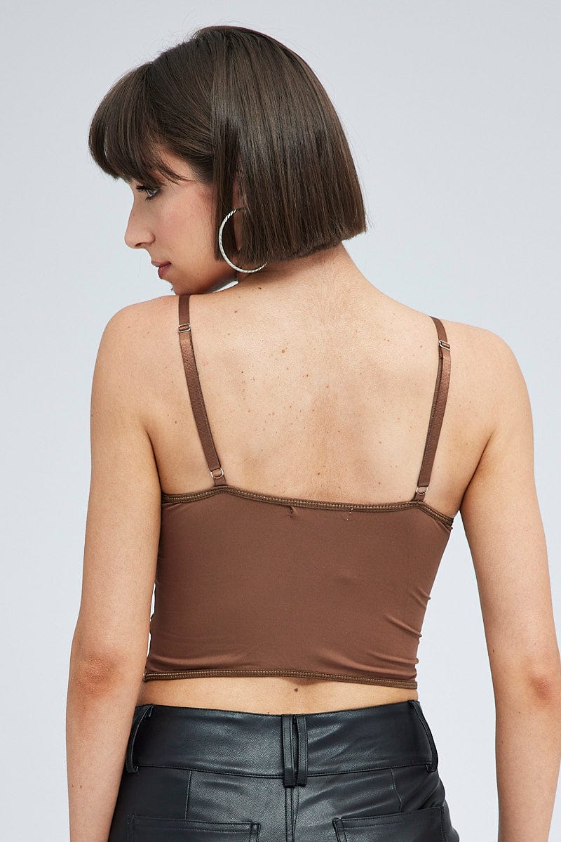 Brown Embroidery Corset Top for Ally Fashion