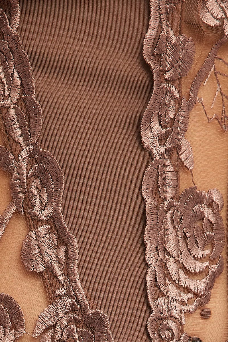 Brown Embroidery Corset Top for Ally Fashion