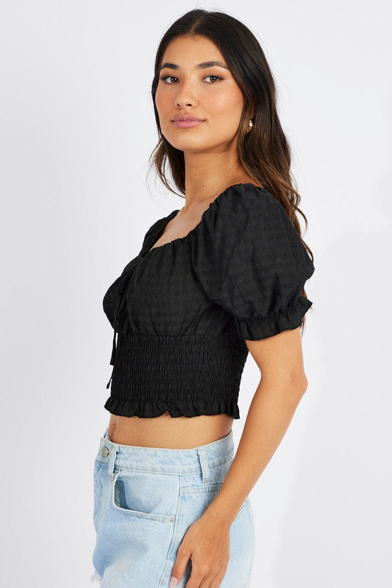 Black Crop Top Short Sleeve | Ally Fashion