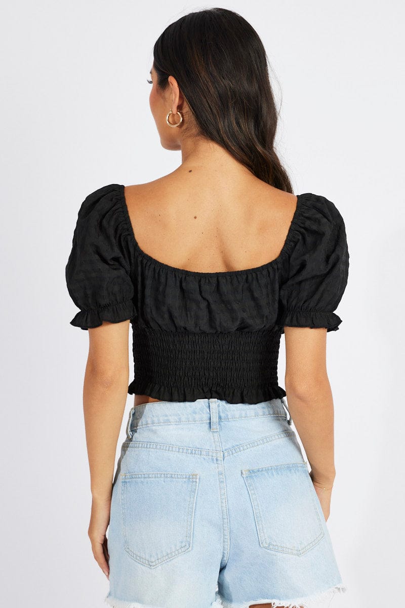 Black Crop Top Short Sleeve for Ally Fashion