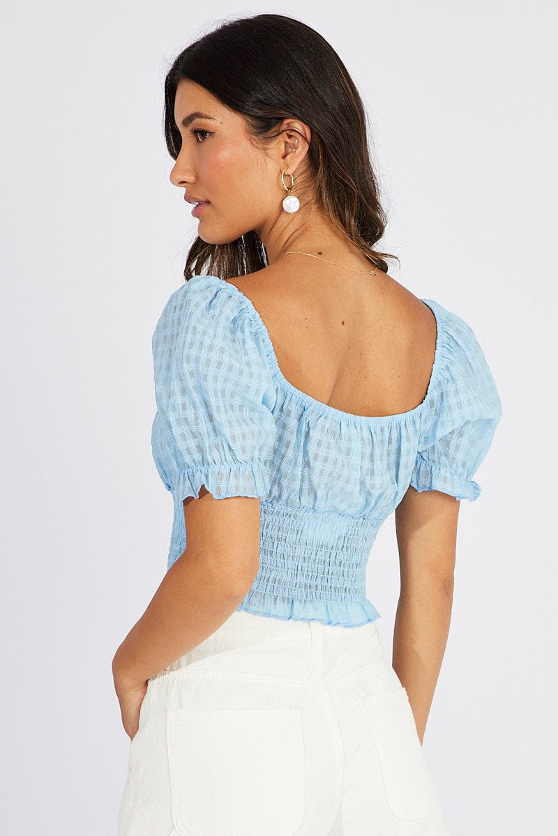 Blue Crop Top Short Sleeve for Ally Fashion