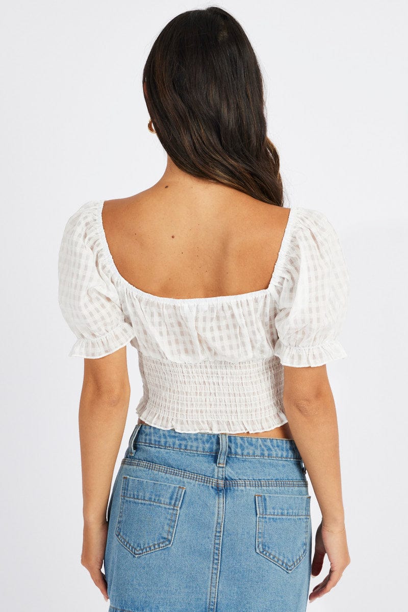 White Crop Top Short Sleeve for Ally Fashion