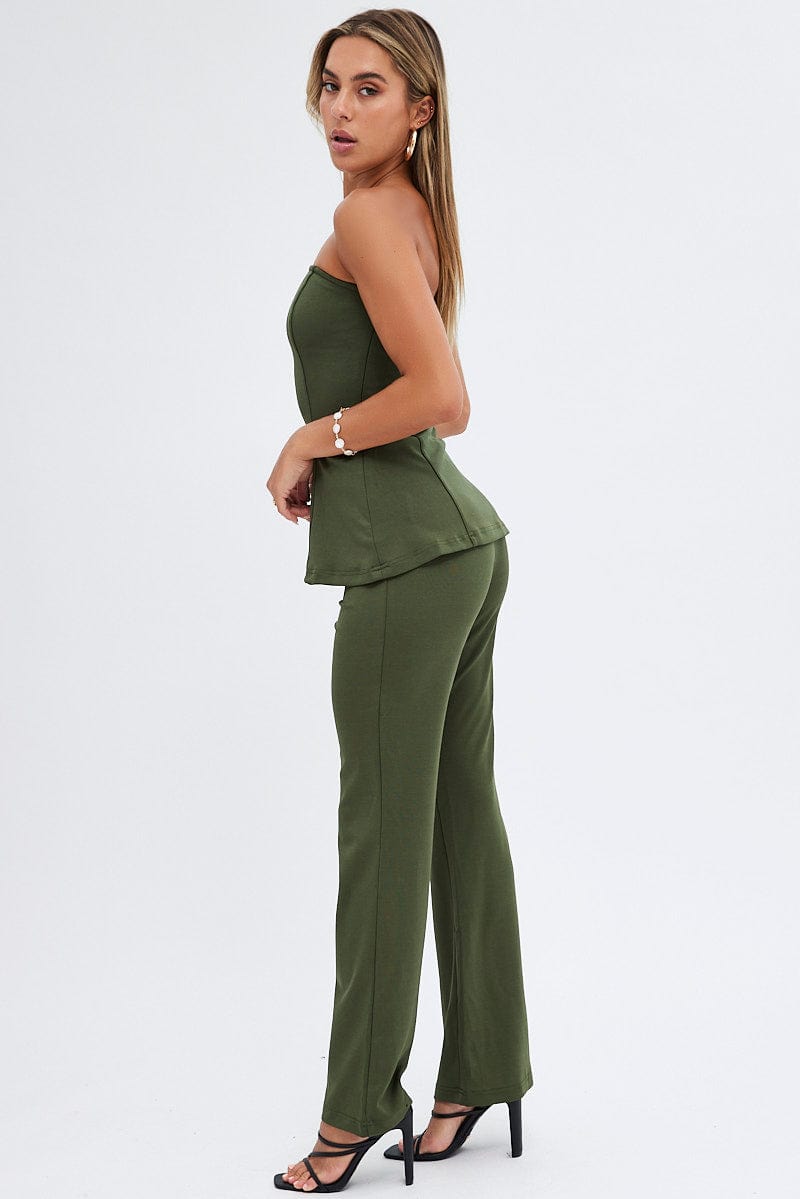 Green Tunic Top Sleeveless Strapless Longline Ponte | Ally Fashion