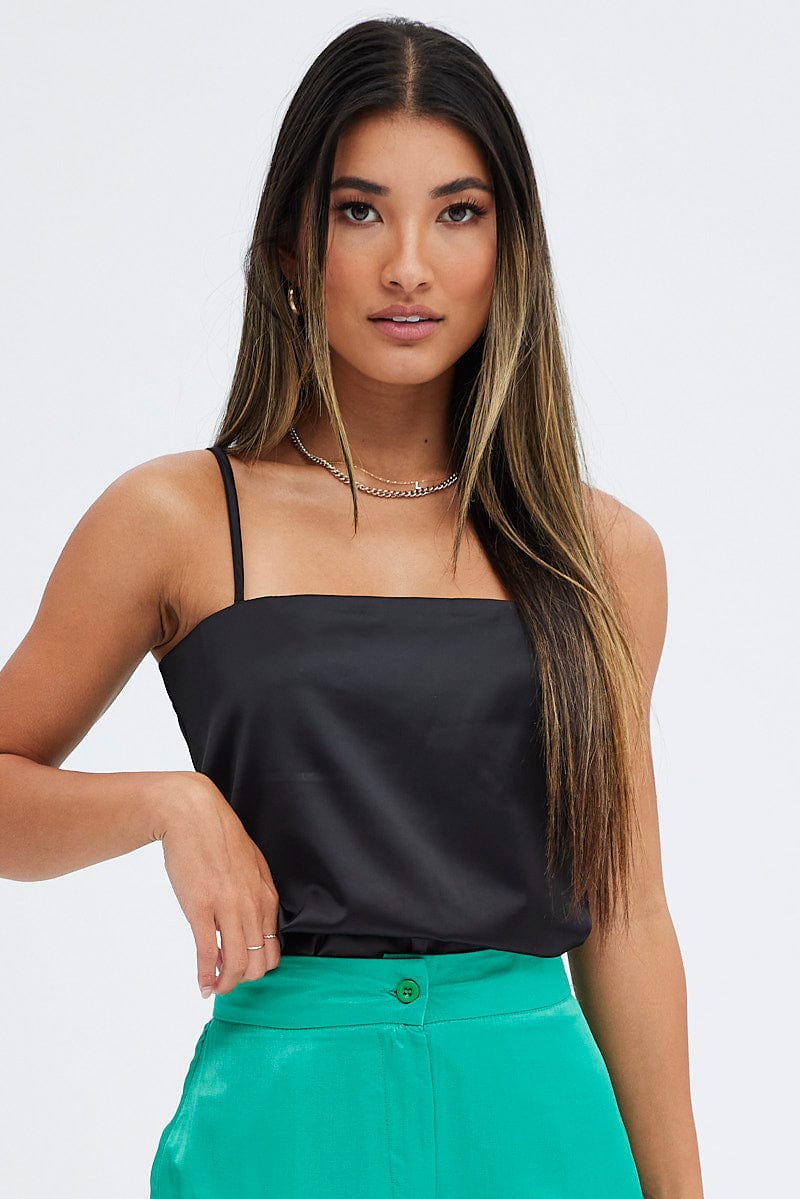 Black Cami Sleeveless Longline Tunic Top for Ally Fashion