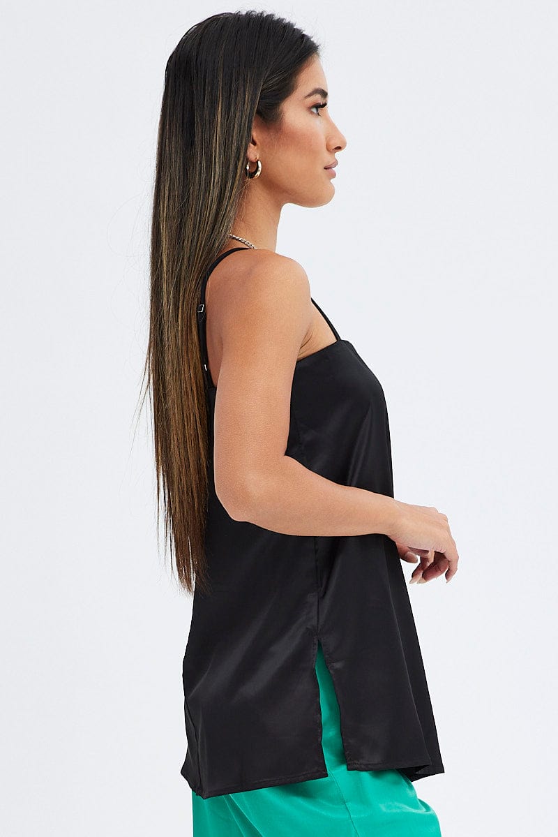 Black Cami Sleeveless Longline Tunic Top