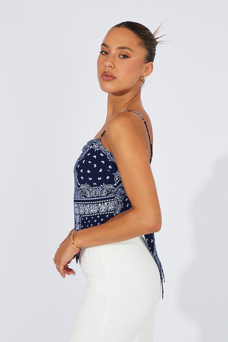 Blue Boho Scarf Top Ally Fashion