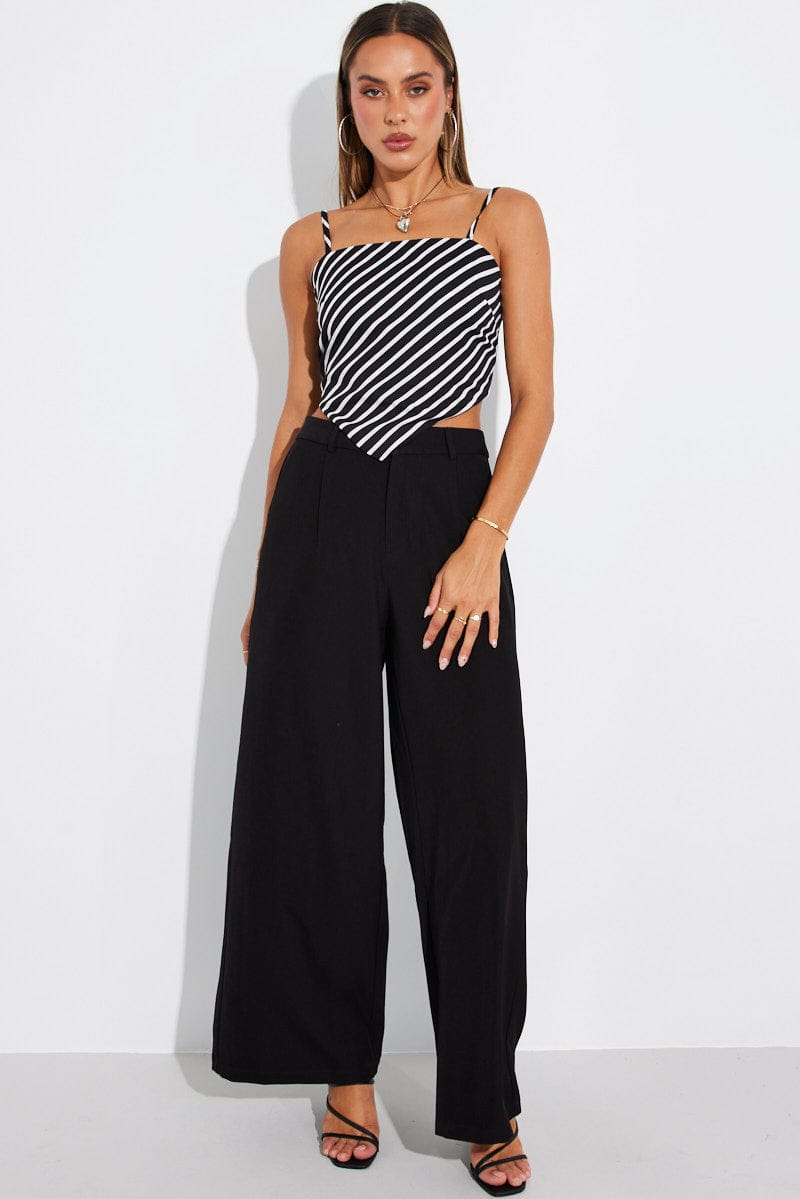 Black Stripe Scarf Cami Top Singlet for Ally Fashion