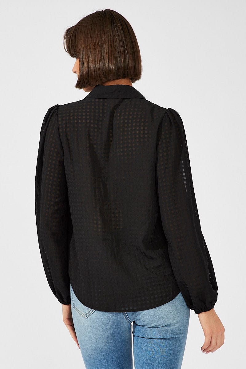 Black Shirt Long Sleeve Texture for Ally Fashion