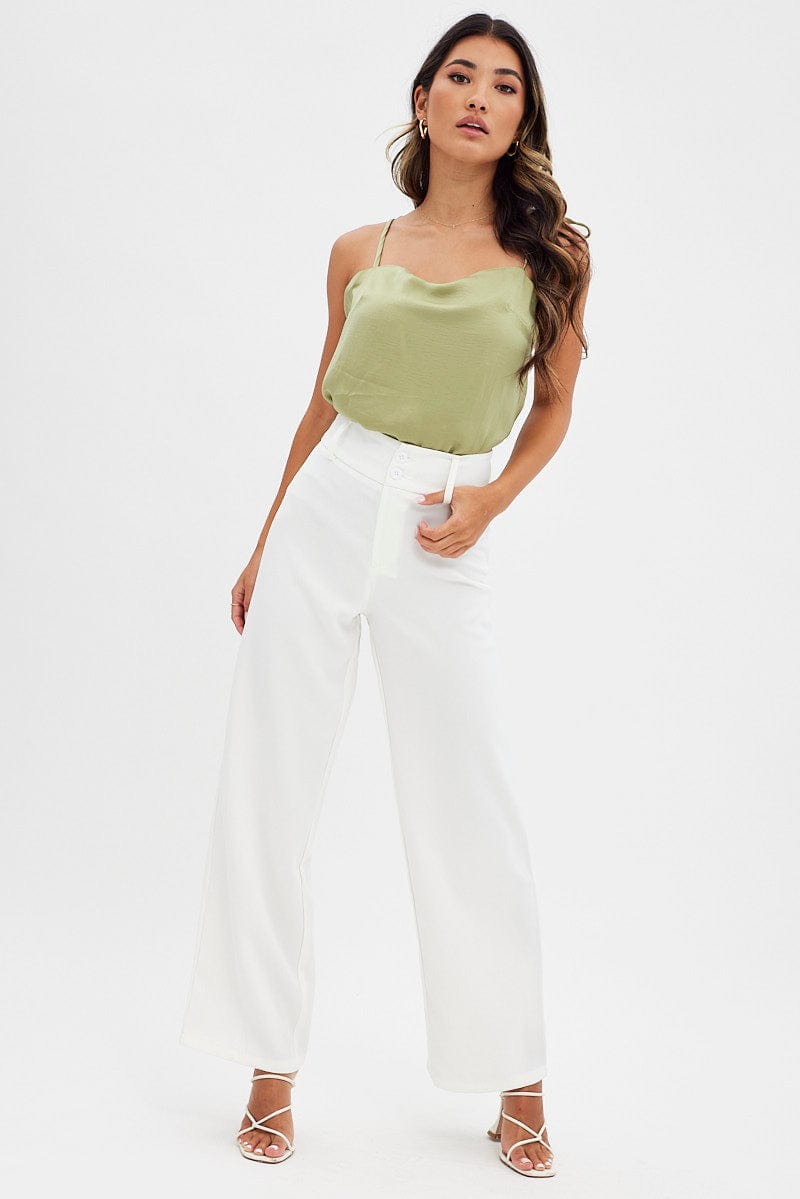 Green Cami Top Tie Straps for Ally Fashion