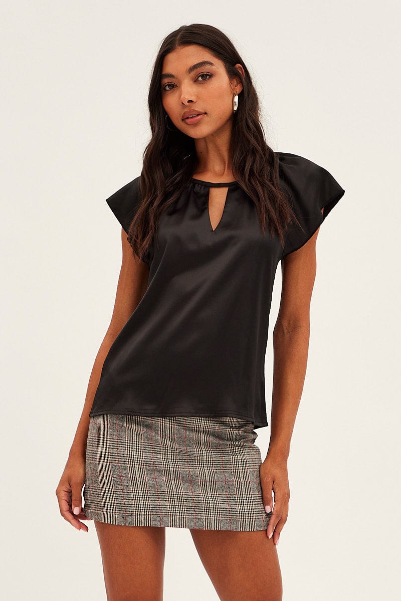 Black Workwear Bell Sleeve Top for Ally Fashion