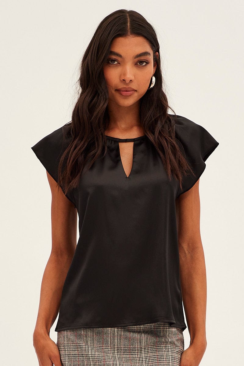 Black Workwear Bell Sleeve Top for Ally Fashion