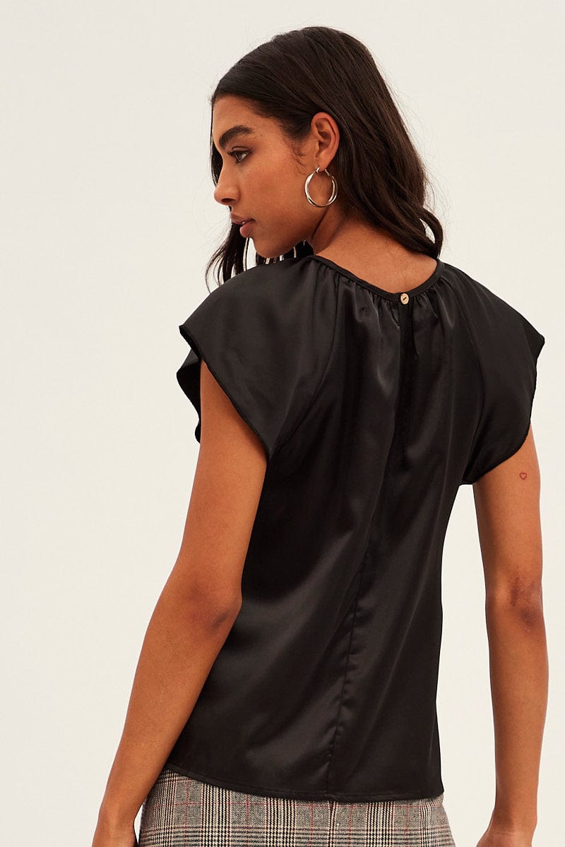 Black Workwear Bell Sleeve Top for Ally Fashion